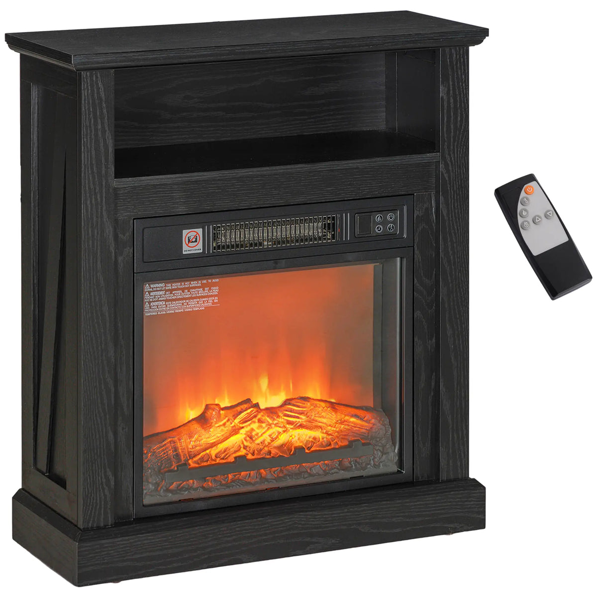 HOMCOM 27" Freestanding Electric Fireplace Heater with Mantel, Black