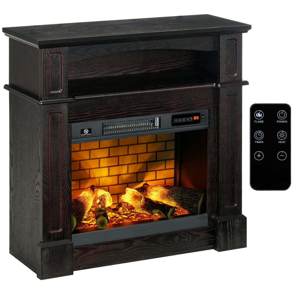 HOMCOM 32" Electric Fireplace with Mantel, Brown