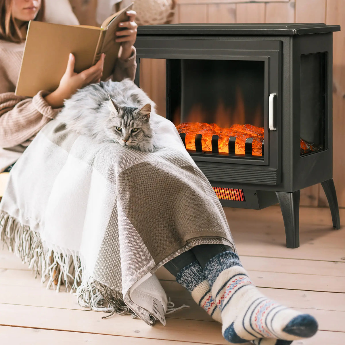 3D realistic flame effect for a cozy, lifelike fireplace experience