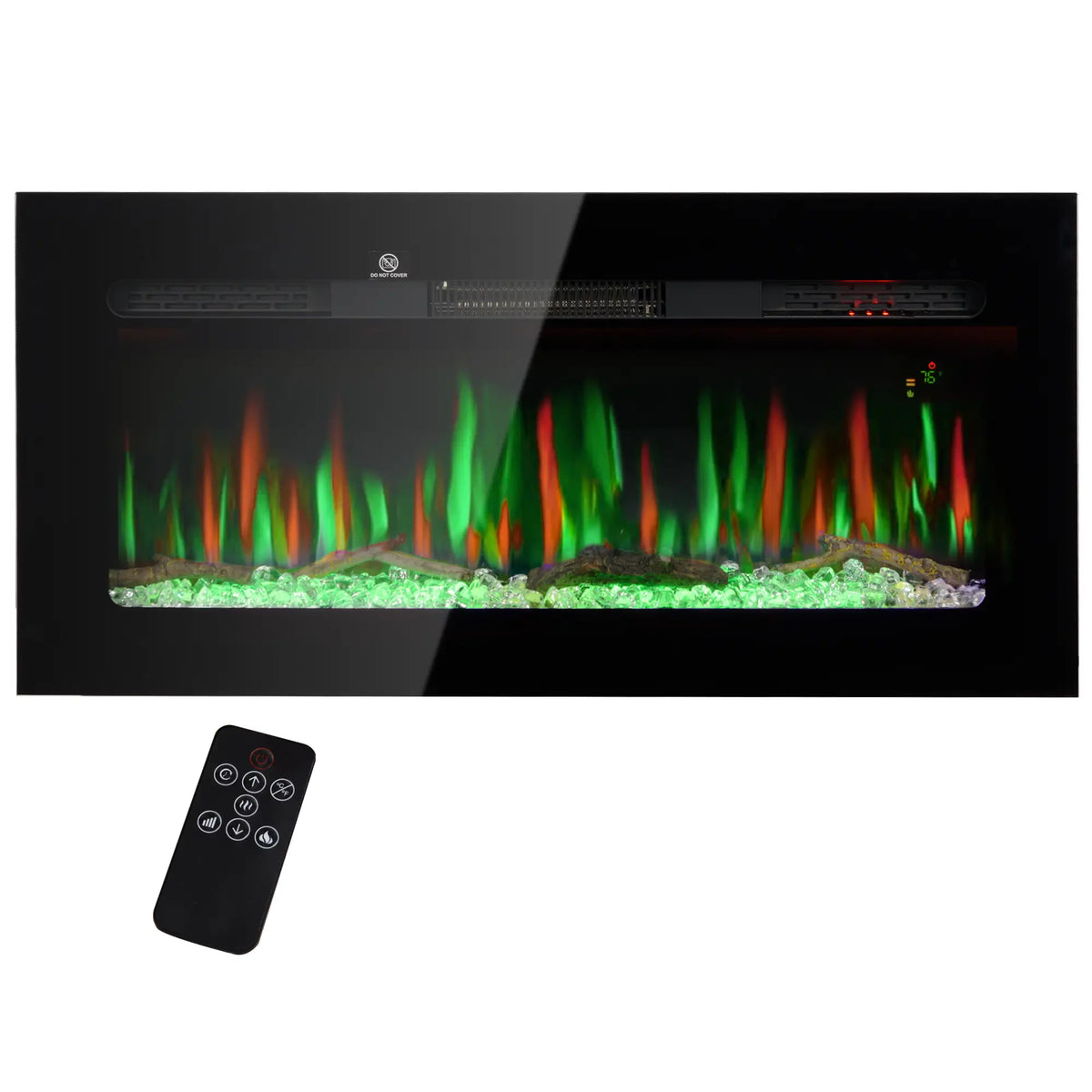 HOMCOM 40-inch wall mounted electric fireplace with remote control.
