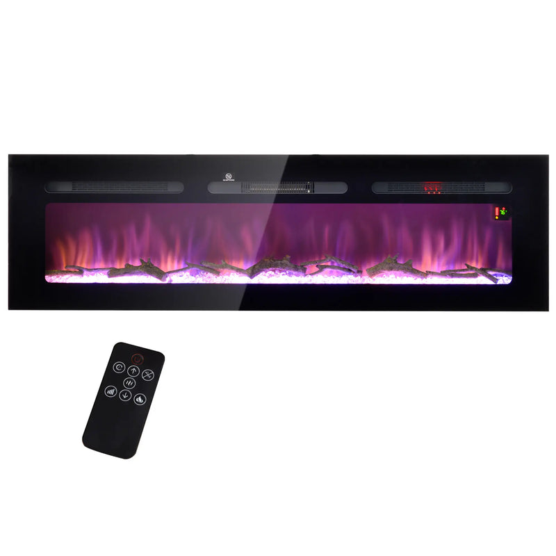 HOMCOM 60-inch wall-mounted electric fireplace with remote control