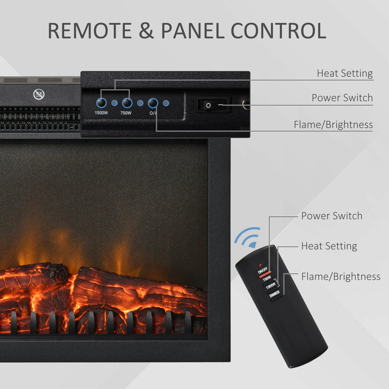750W/1500W Electric Fireplace Insert for Home Heating