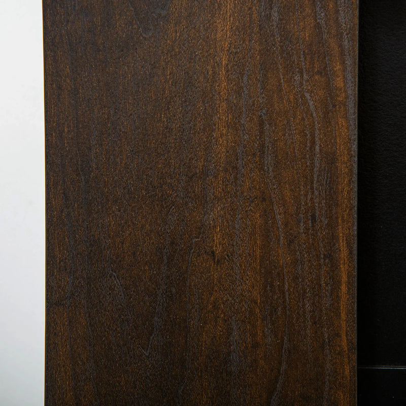 Brown lacquered electric fireplace mantel