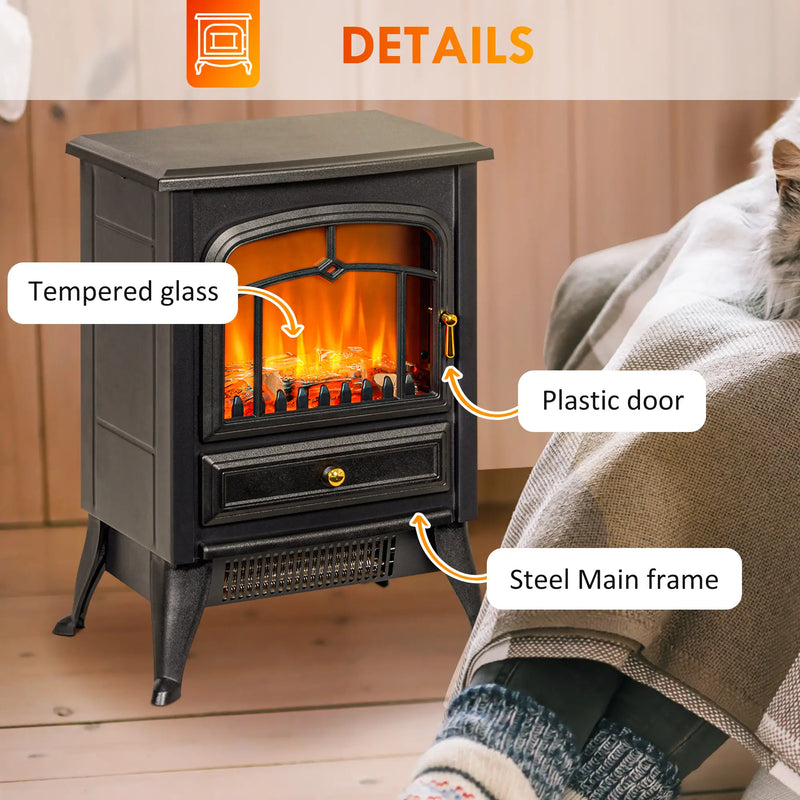Compact HOMCOM Electric Fireplace Heater for Small Spaces