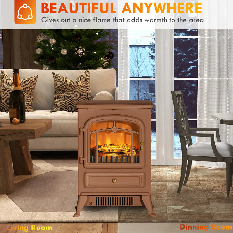 Compact HOMCOM Electric Fireplace Heater for Small Spaces