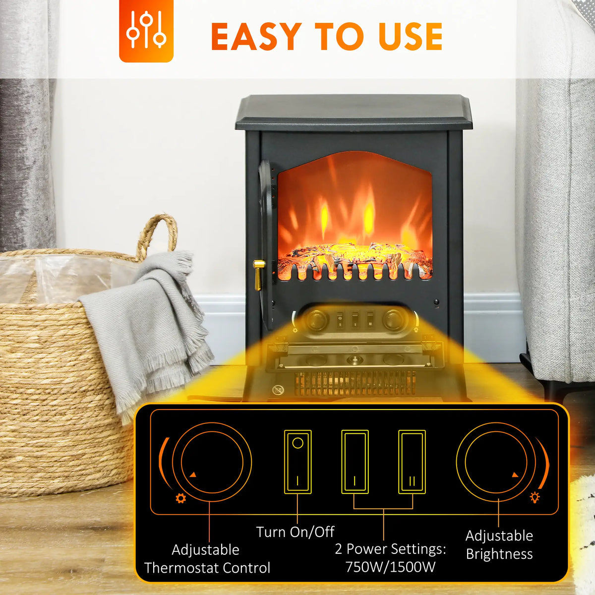 HOMCOM Electric Fireplace with Cool-Touch Exterior & Overheat Safety