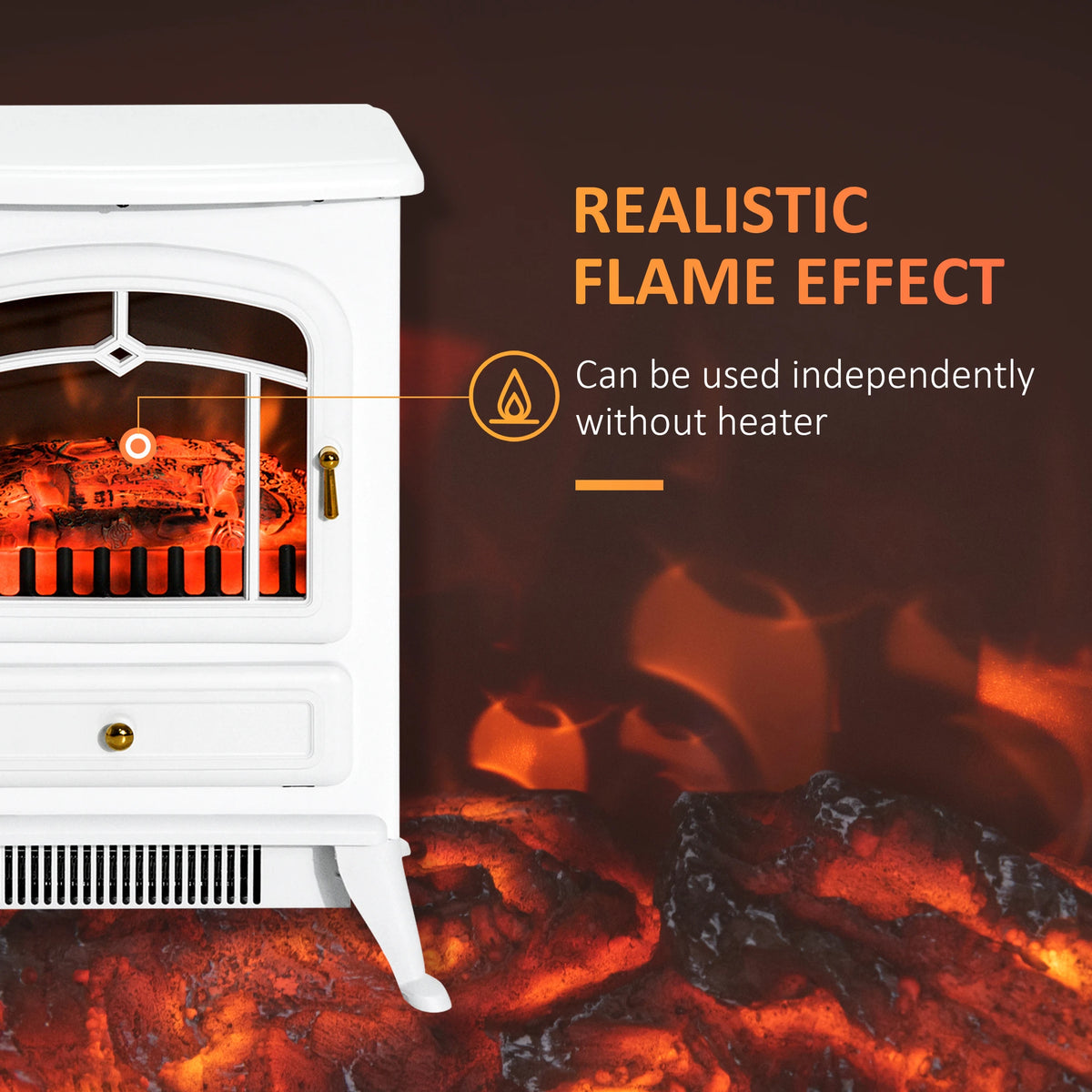 HOMCOM Electric Fireplace with Cool-Touch Exterior & Overheat Safety
