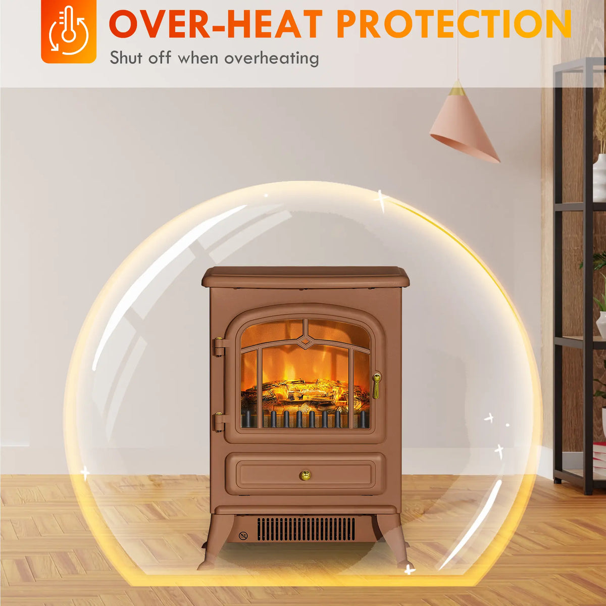 HOMCOM Electric Fireplace with Cool-Touch Exterior & Overheat Safety