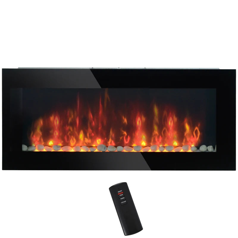 HOMCOM electric fireplace heater in white with a three-sided realistic flame effect