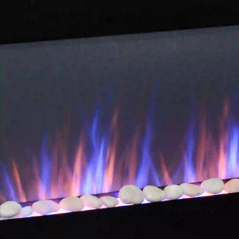 Compact and space-saving HOMCOM freestanding electric fireplace heater.