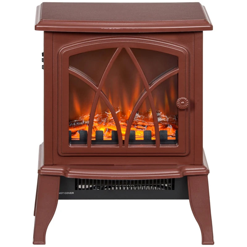 HOMCOM Freestanding Electric Fireplace Heater with Realistic Flames