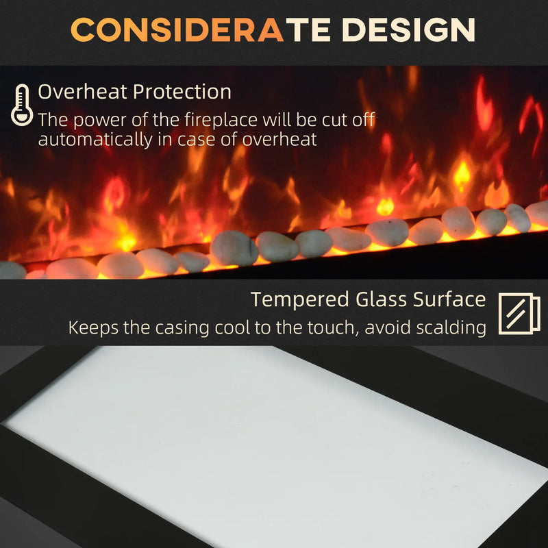 Stylish HOMCOM electric fireplace heater enhancing a modern living room.
