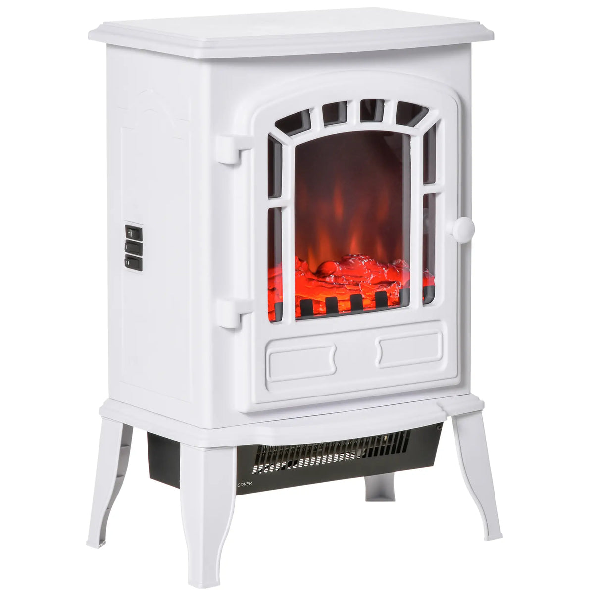 HOMCOM Electric Fireplace Heater in White with Realistic Flame Effect
