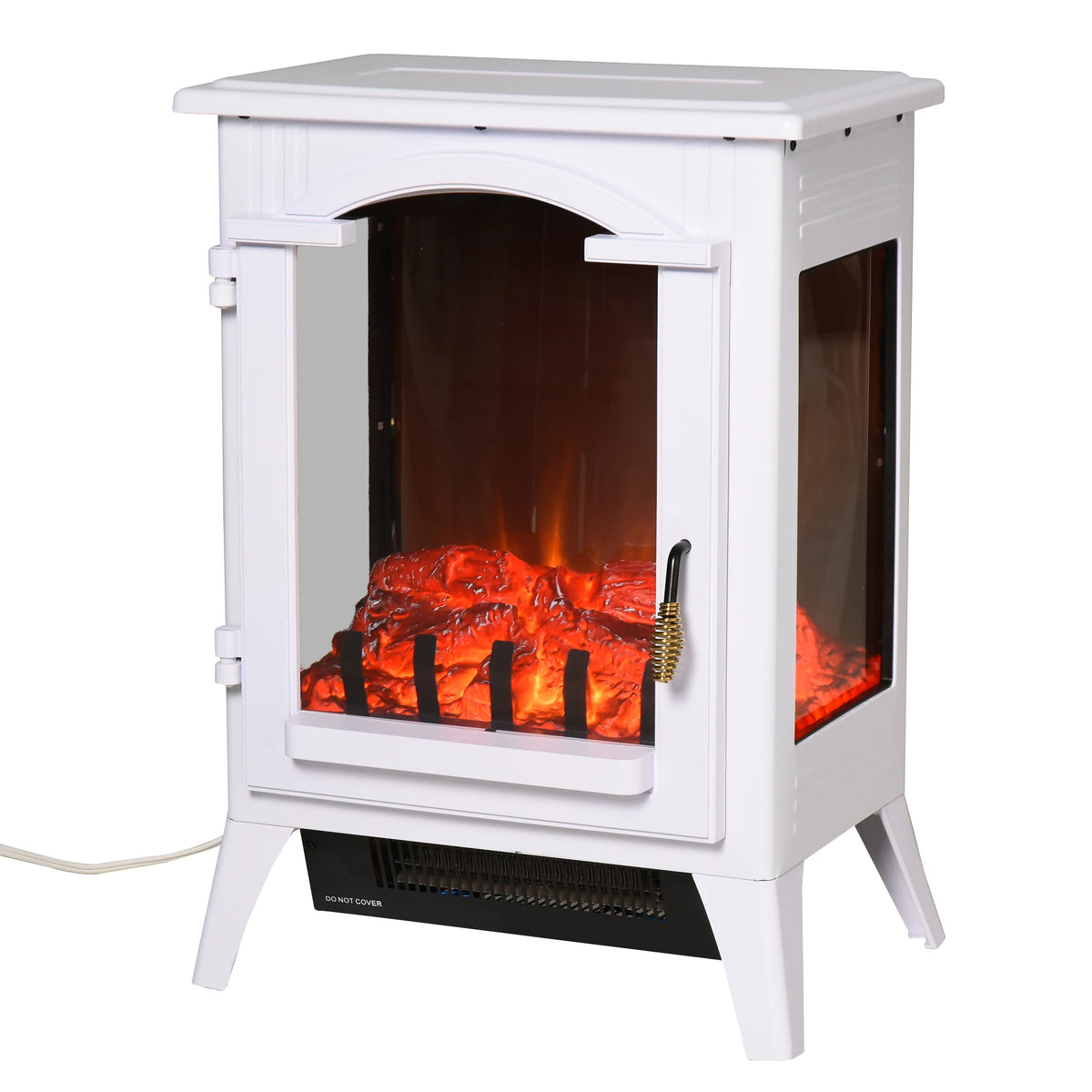 HOMCOM 23" Freestanding Electric Fireplace Heater with LED Flames in White