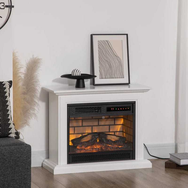 Electric fireplace with mantel and space heater for home