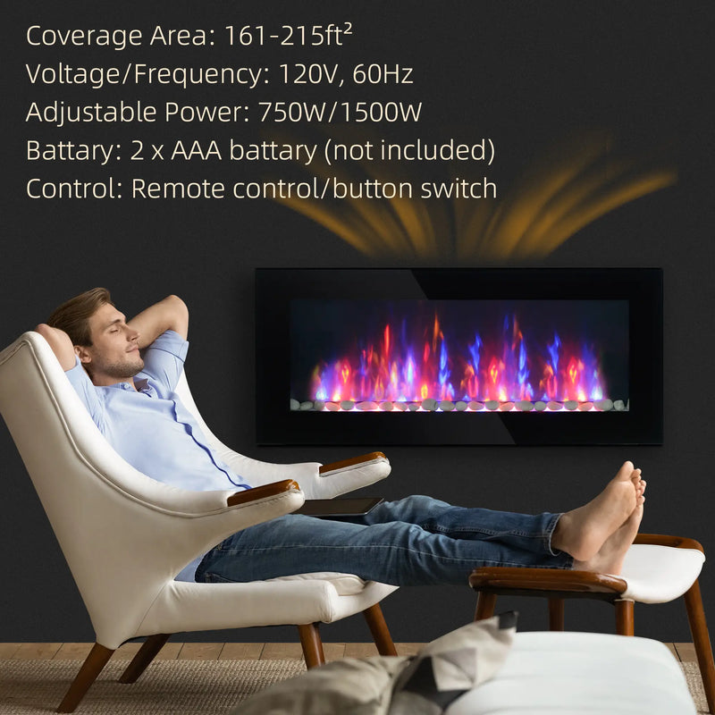 Realistic 3-sided flame effect of the HOMCOM electric fireplace heater.