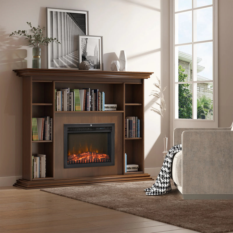 Recessed Electric Fireplace Heater with Adjustable Brightness