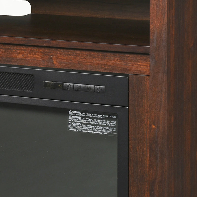 Remote-controlled electric fireplace entertainment center.