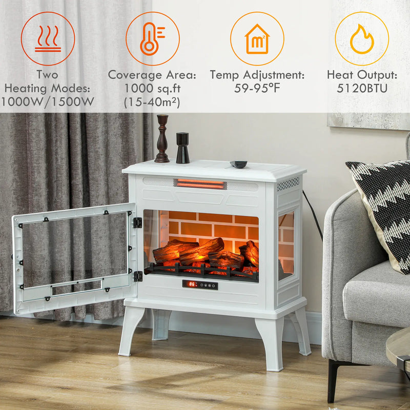 Adjustable 3D flame brightness settings on electric fireplace stove