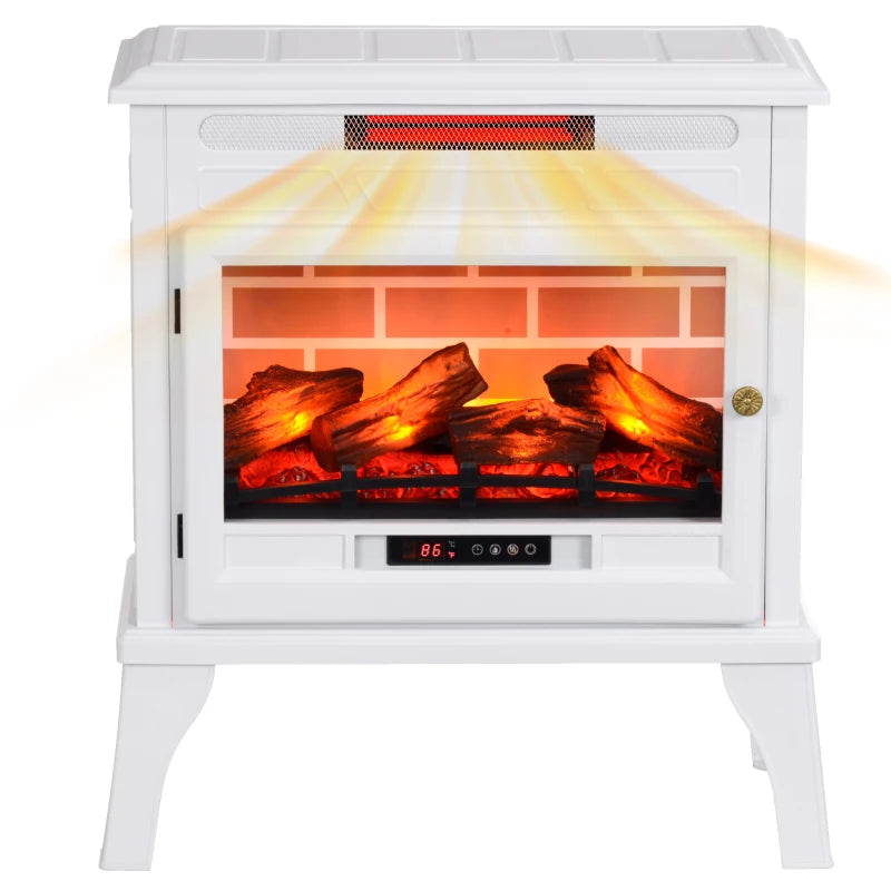 (HOMCOM 24" Electric Fireplace Stove with 3D Flames, White
