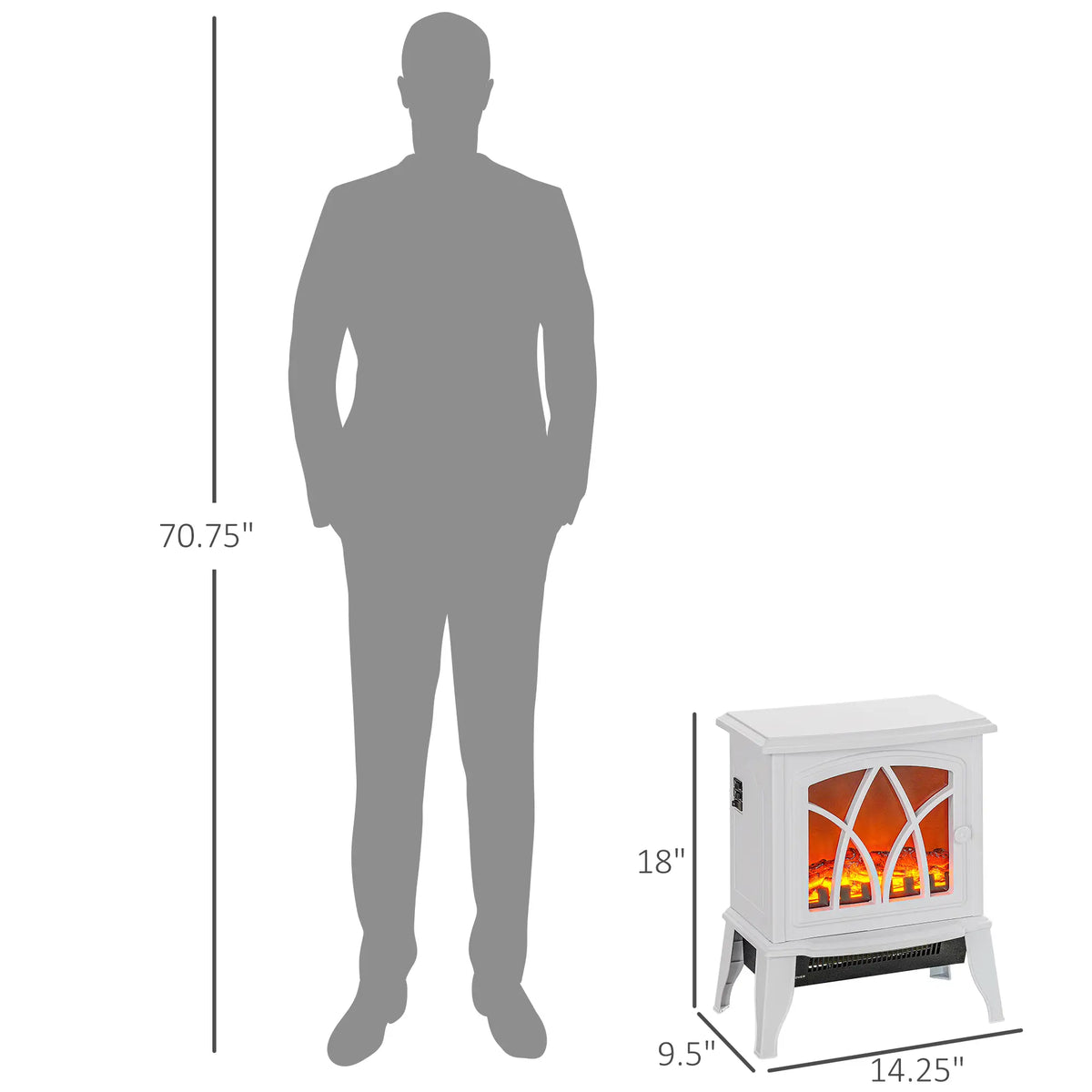 Realistic flame effect of the HOMCOM electric fireplace heater