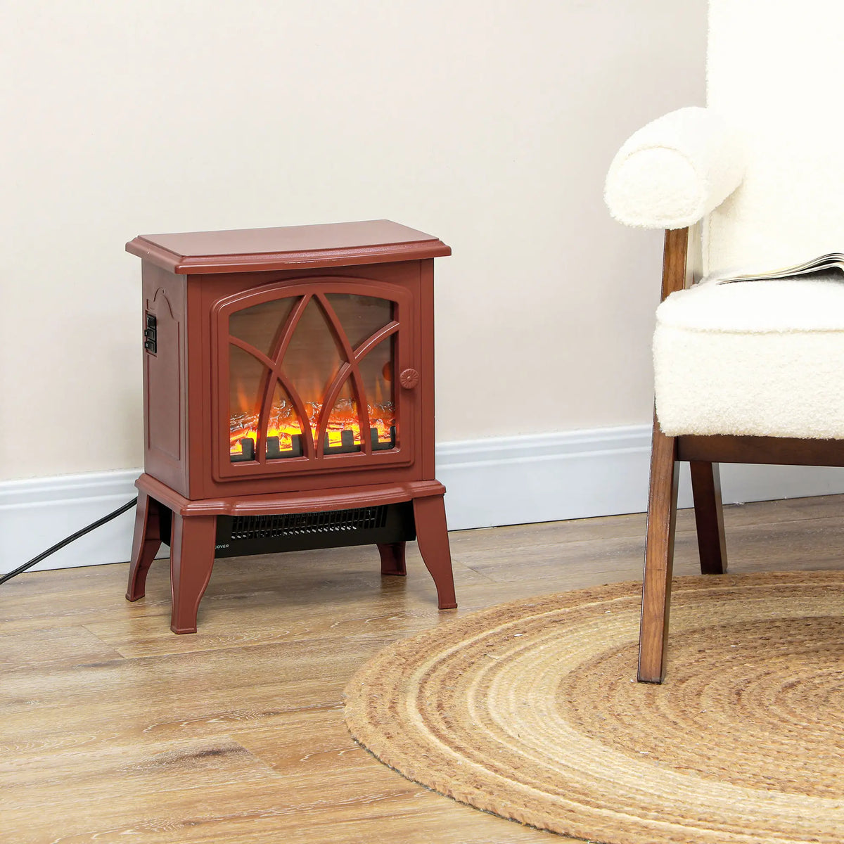 Realistic flame effect of the HOMCOM electric fireplace heater