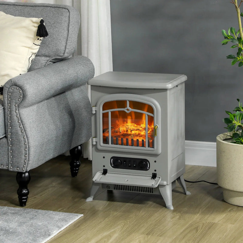 HOMCOM Adjustable Heat Electric Stove Fireplace, 750W/1500W