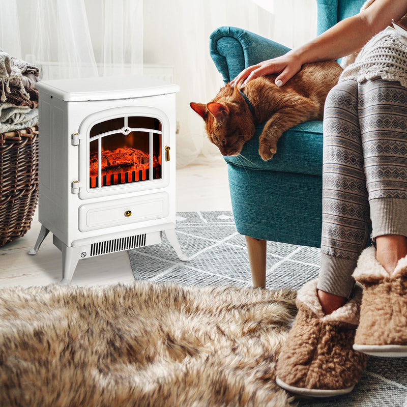 HOMCOM Electric Stove Heater with Realistic LED Flames & Logs