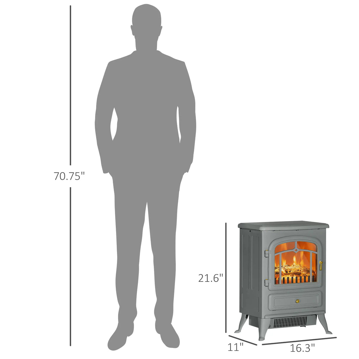 HOMCOM Electric Stove Heater with Realistic LED Flames & Logs
