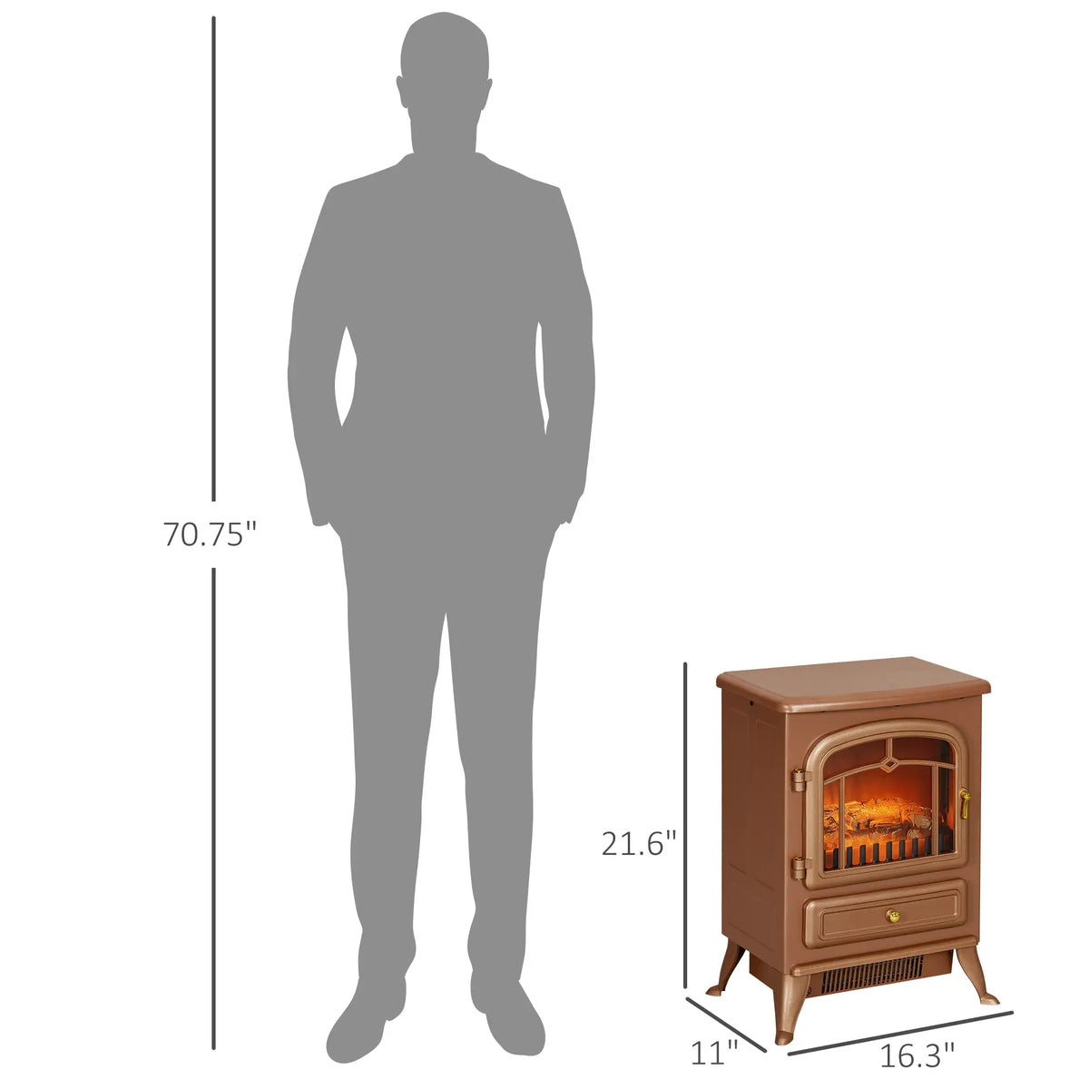 HOMCOM Electric Stove Heater with Realistic LED Flames & Logs