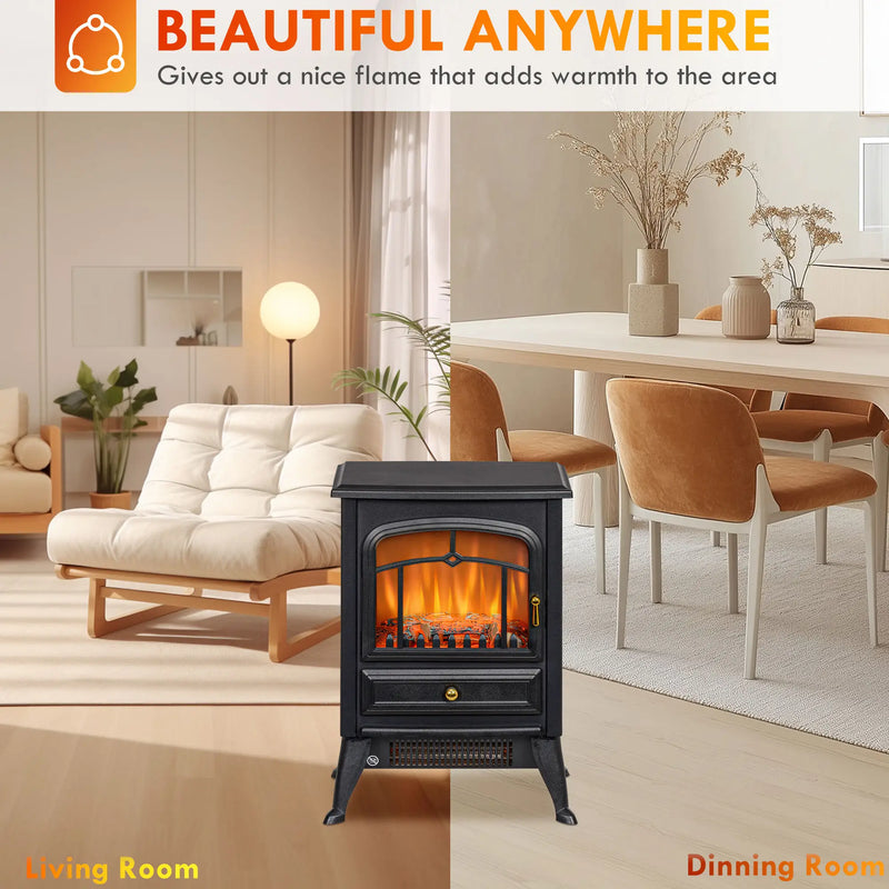 HOMCOM Electric Fireplace Heater – Perfect for Bedrooms & Living Rooms