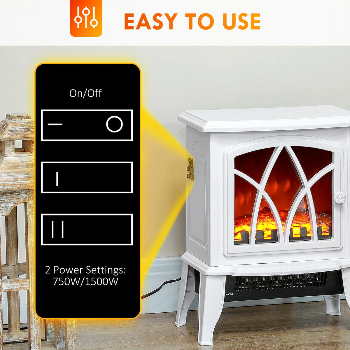 Safe and reliable HOMCOM electric fireplace heater with overheat protection