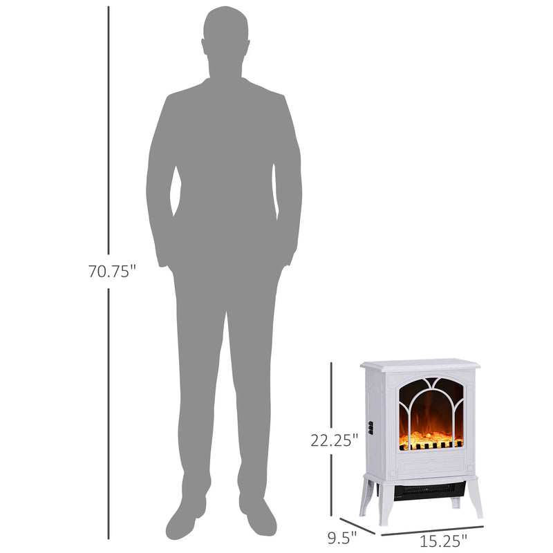 Close-up of realistic flame effects in HOMCOM fireplace heater.