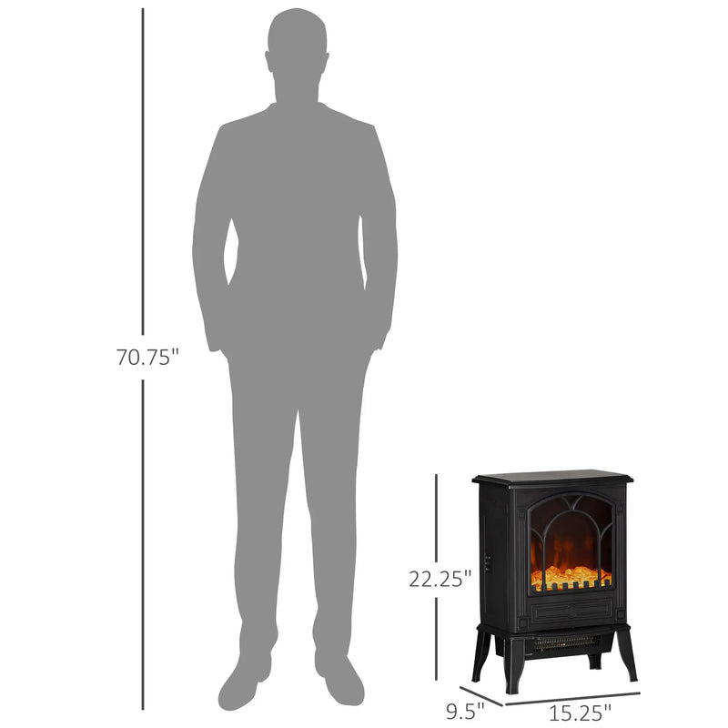 Close-up of realistic flame effects in HOMCOM fireplace heater.