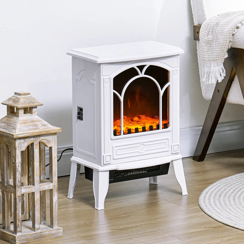 HOMCOM fireplace heater with 750W and 1500W heat output options.
