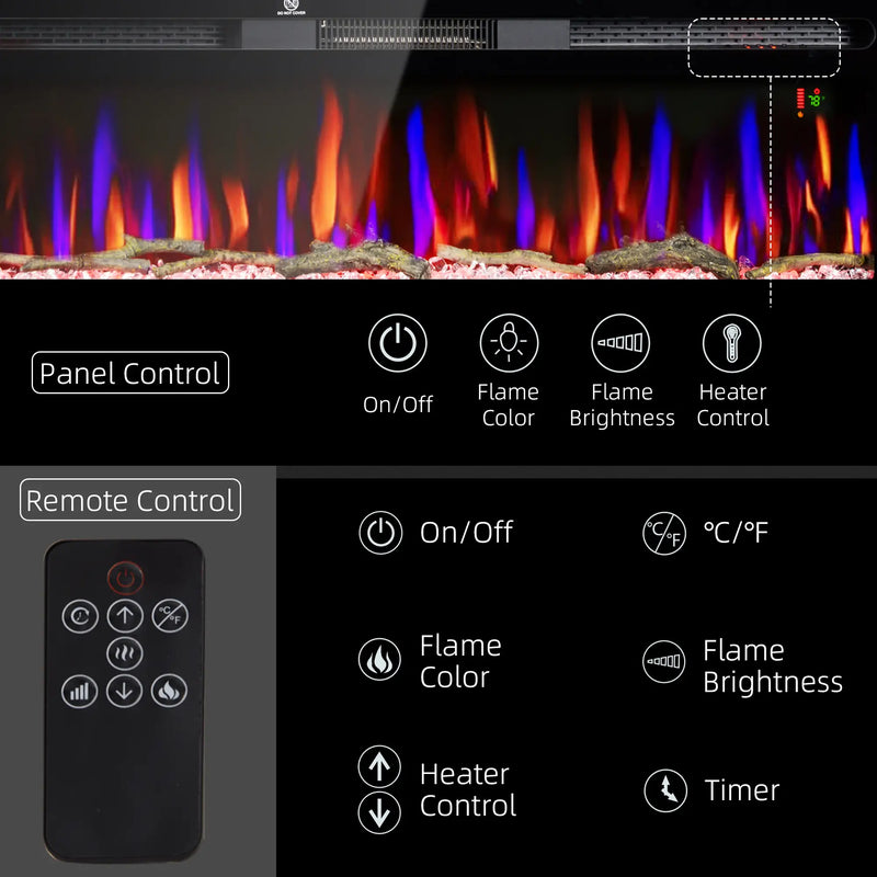 HOMCOM Electric Fireplace with Realistic Faux L*ogs *& Crystals