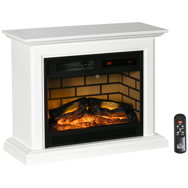 HOMCOM 31-inch freestanding electric fireplace heater in white with mantel