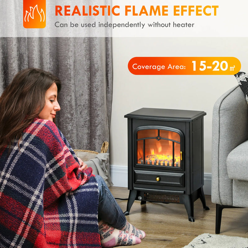 HOMCOM Freestanding Electric Fireplace Heater, Overheat Protection