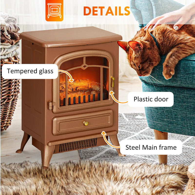 HOMCOM Electric Fireplace Heater with Realistic Log Effect Flames