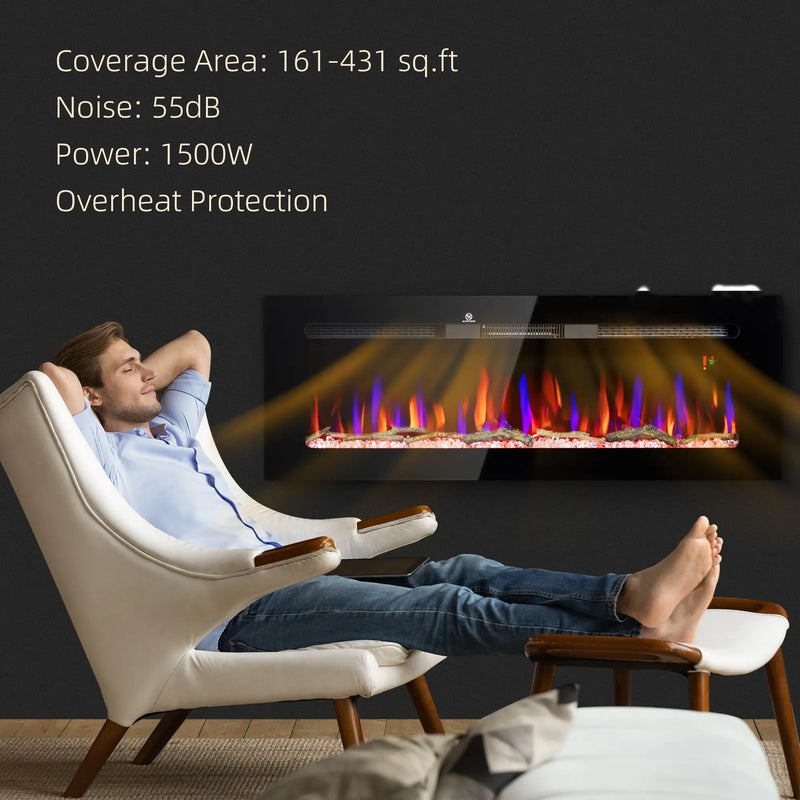 Modern Electric Fireplace with 10 Flame Colors