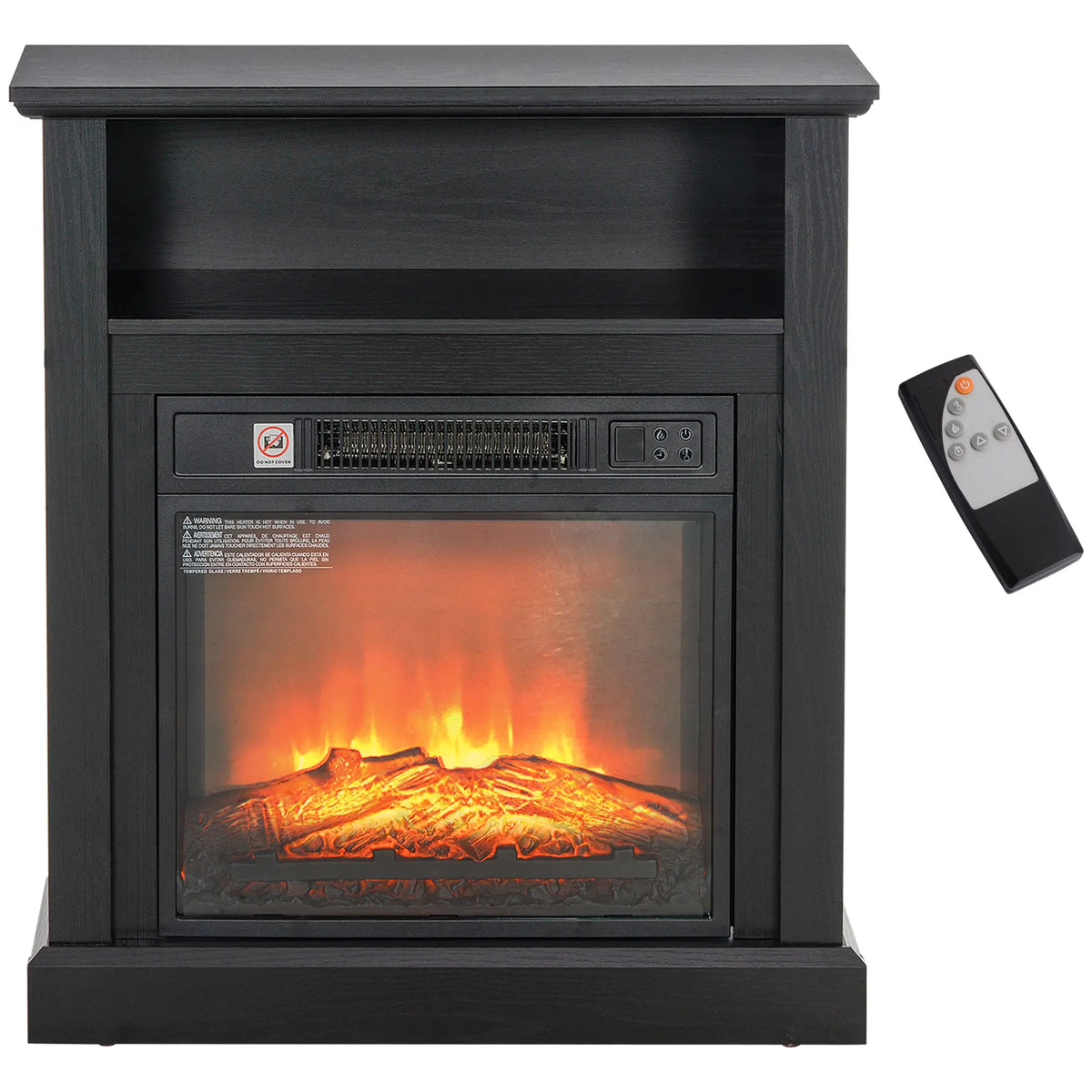 HOMCOM Modern Freestanding Fireplace Heater in Black