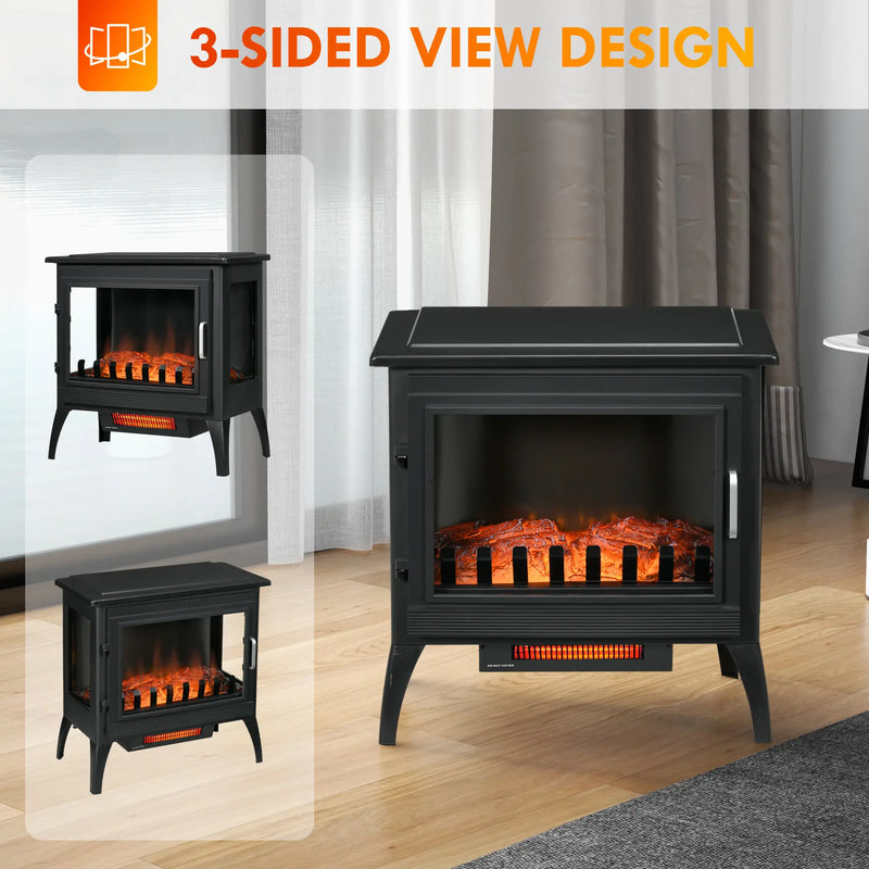 HOMCOM Portable Freestanding Electric Fireplace Heater with 3D Flame.