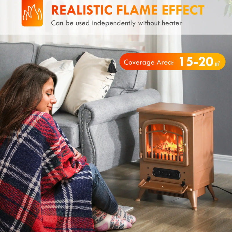 HOMCOM Portable Electric Fireplace Heater, 750W/1500W Heat Settings