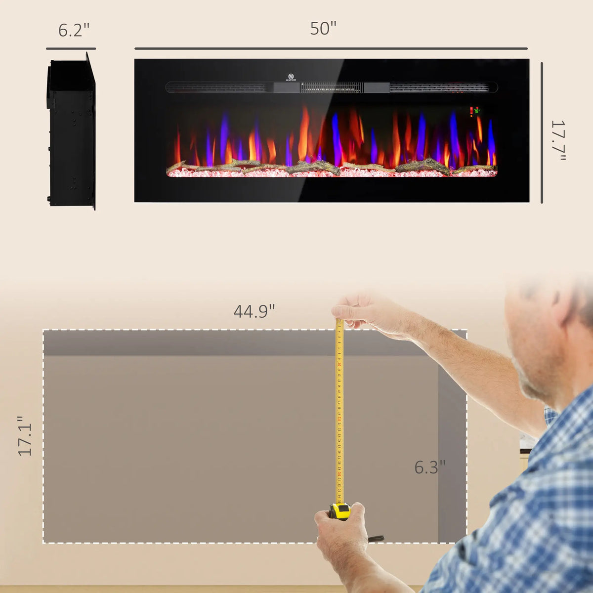Safe Electric Fireplace with Auto Shut-Off & Overheat Protection