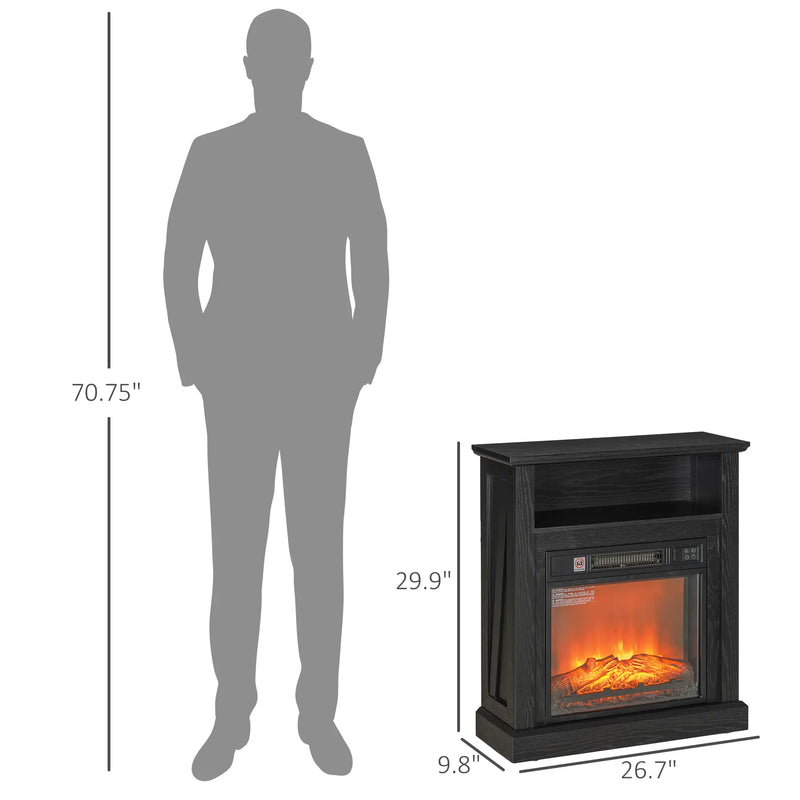 HOMCOM Space-Saving Electric Fireplace Heater for Small Rooms