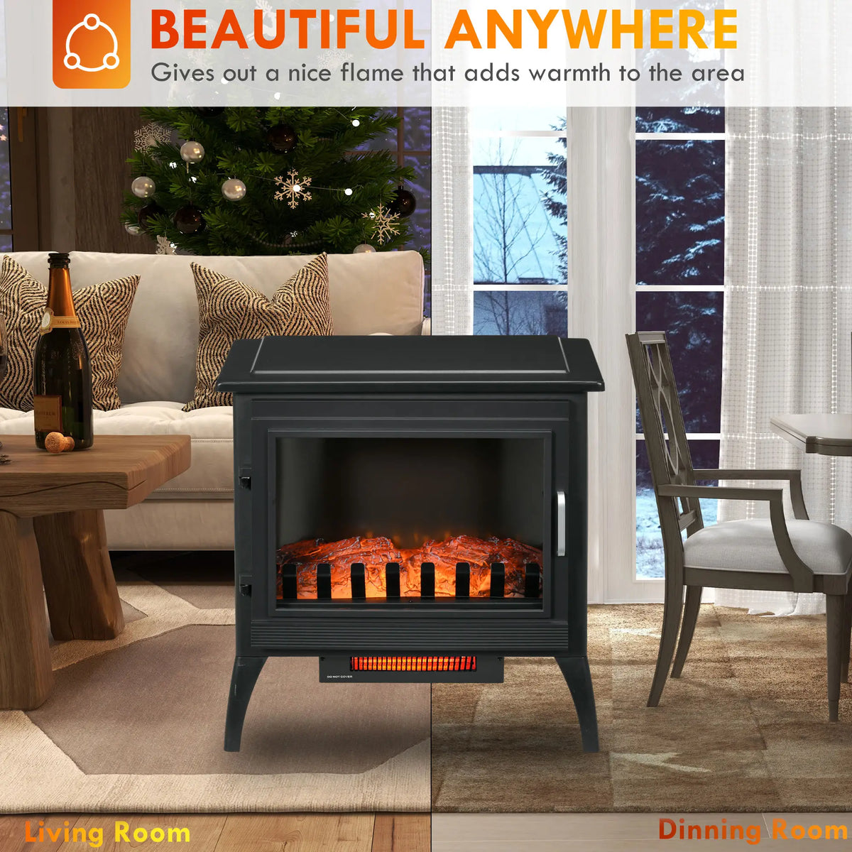 Portable electric fireplace with overheat protection for reliable safety