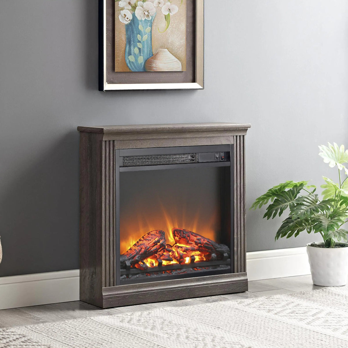 18" CSA/UL Certified Electric Fireplace Insert – Realistic Log Set, 1400W Heater & Overheat Protection