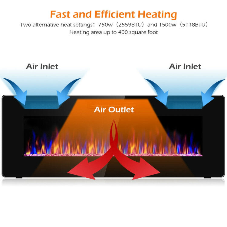 Indoor electric fireplace wall mount