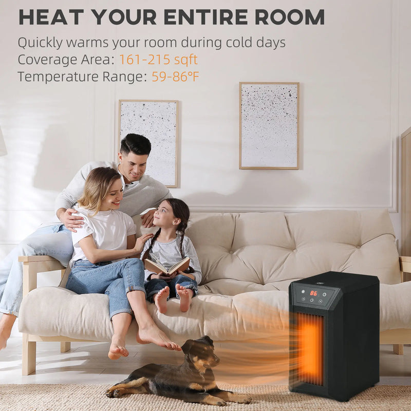 Infrared electric fireplace heater for small and medium-sized rooms.
