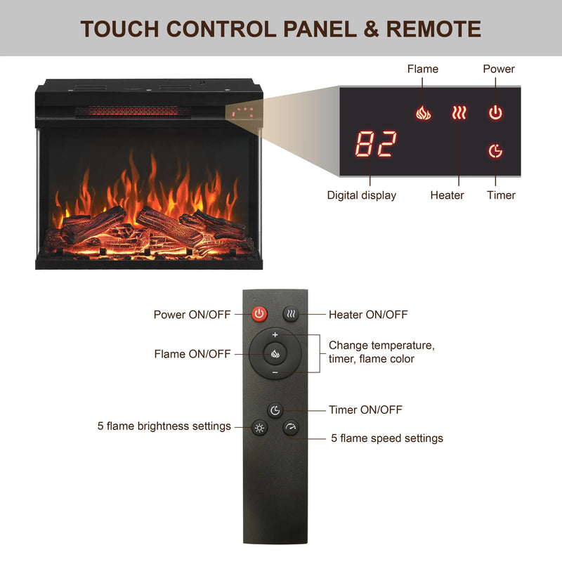 Infrared Electric Fireplace Side Table with Storage